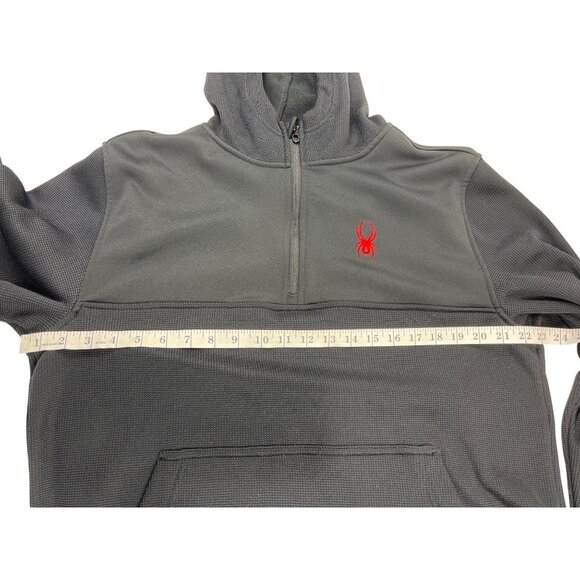 Spyder Mens XL Black Quarter-Zip Hoodie With Kangaroo Pocket 72b - Picture 8 of 10